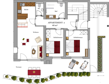 Appartement mit 2 Schlafräumen